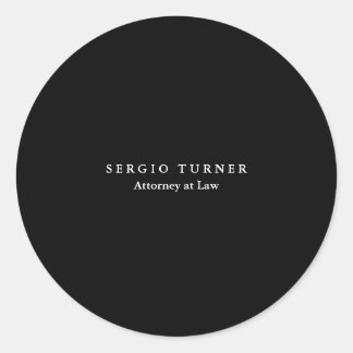 Trendy Minimalist Professional Black Classic Round Sticker