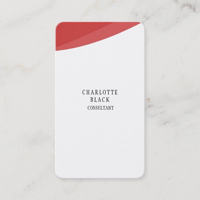 Trendy Minimalist Red White Creative Plain Curves Business Card (Front)