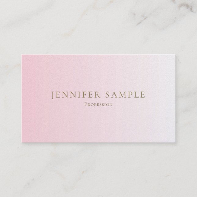 Trendy Minimalist Stylish Pink Gold Design Luxury Business Card (Front)