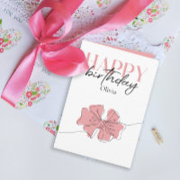 Trendy Minimalist Typography Tied Bow Birthday