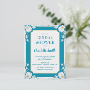 Trendy minimalist vintage antique bridal shower postcard