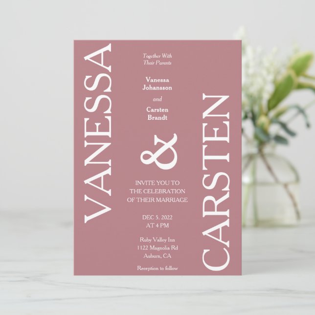 Trendy Minimalist Wedding Invitation (Standing Front)