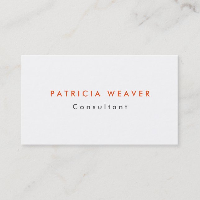 Trendy Minimalist White Orange Professional Business Card (Front)