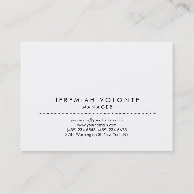 Trendy Minimalist White Professional Artwork Business Card (Front)