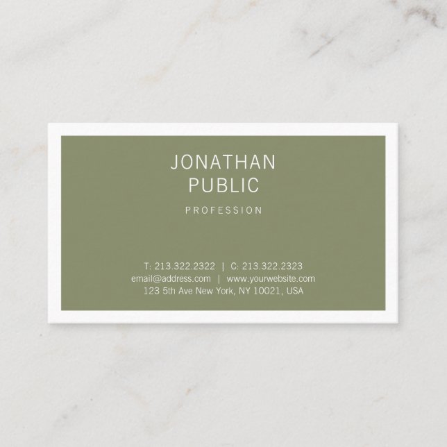 Trendy Minimalistic Design Sleek Plain Creative Business Card (Front)