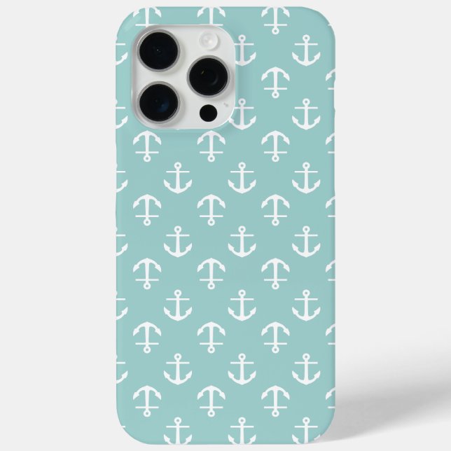Trendy Mint Anchors Pattern Case-Mate iPhone Case (Back)