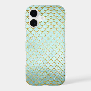 Trendy Mint Gold Glitter Mermaid Scales