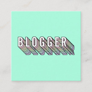 Trendy mint green 3d typography blogger minimal square business card