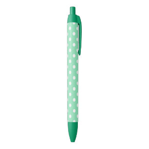 Trendy Mint Green Colour White Dots Rustic Templat Blue Ink Pen