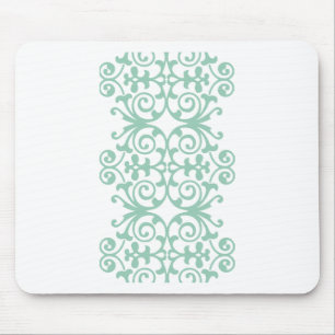 Trendy Mint Green Damask Pattern Mouse Mat