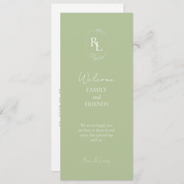 Trendy Mint Green Monogrammed Initials Wedding Programme (Front/Back)