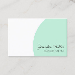 Trendy Mint Green White Modern Handwriting Script Business Card