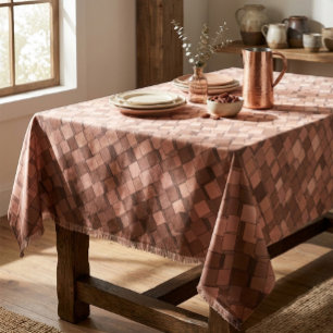 Trendy Mocha Mousse 3D Cube Pattern Tablecloth