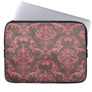 Trendy & Mod Brown Pink Damask Laptop Sleeve