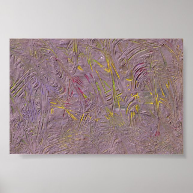 Trendy Modern Abstract Art Pink Yellow Green Faux  Poster (Front)