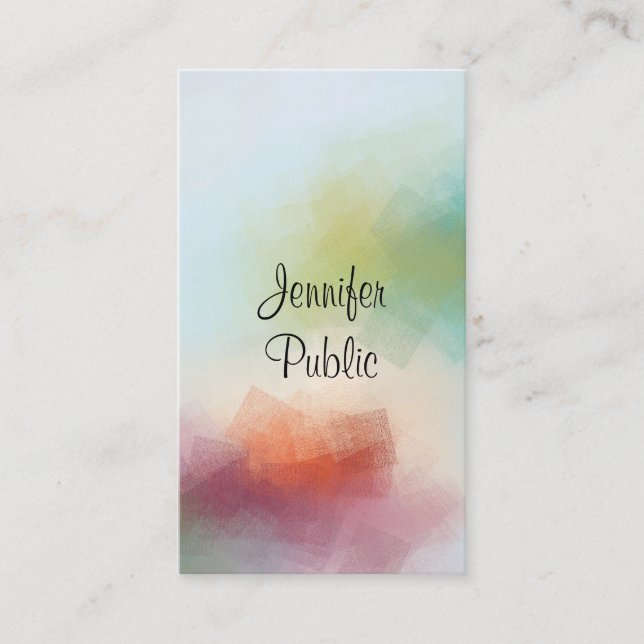 Trendy Modern Abstract Art Typography Vertical Business Card (Front)