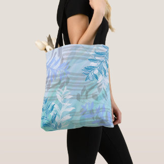 Trendy modern abstract floral botanical leaf tote bag