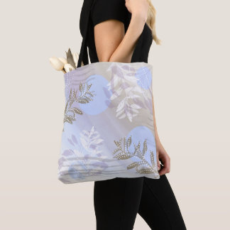 Trendy modern abstract floral botanical leaf tote bag