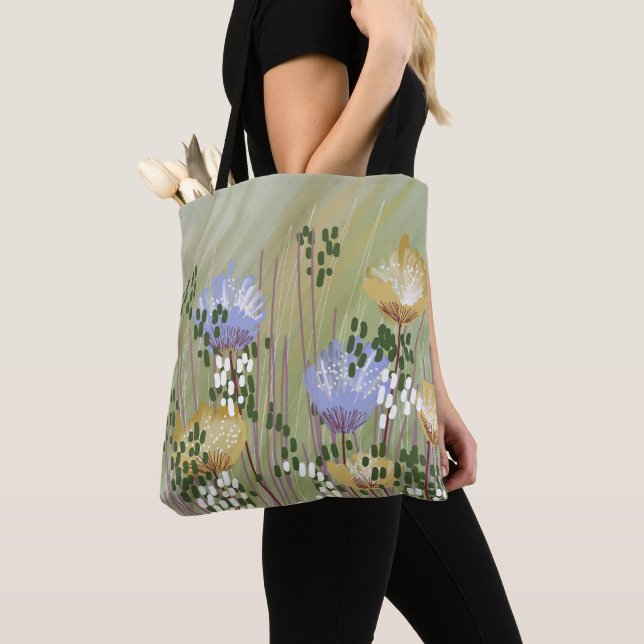 Trendy Modern Abstract Floral Tote Bag (Close Up)