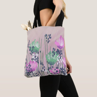 Trendy Modern Abstract Floral Tote Bag