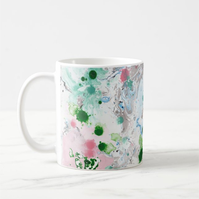 Trendy Modern Abstract Pink Blue Green Colours Coffee Mug (Left)