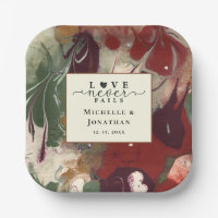 Trendy Modern Abstract Red Green Wedding