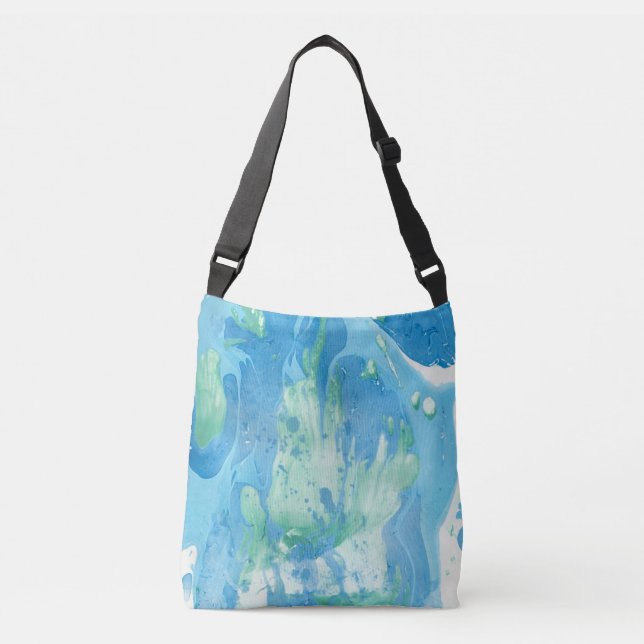 Trendy Modern Abstract Template Blue Green White Crossbody Bag (Front)