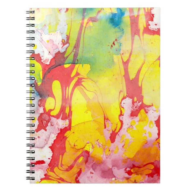 Trendy Modern Abstract Yellow Red Blue Purple Notebook (Front)