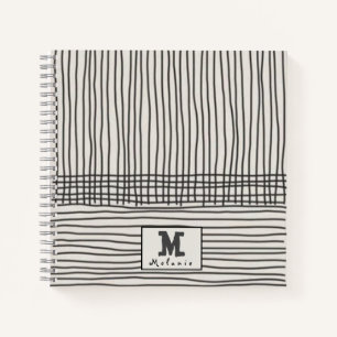 Trendy modern art lines Abstract minimal Monogram  Notebook