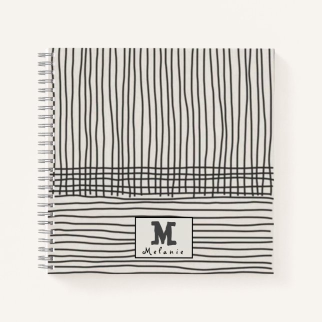 Trendy modern art lines Abstract minimal Monogram  Notebook (Front)
