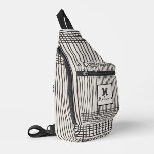 Trendy modern art lines Abstract minimal Monogram  Sling Bag
