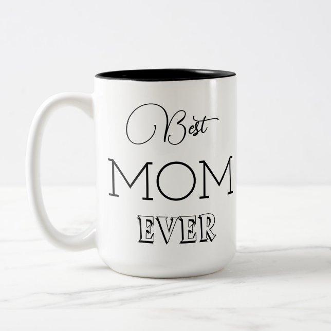 Trendy Modern Best Mum Ever Two-Tone Coffee Mug (Left)