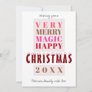 Trendy modern big typography Christmas greetings Holiday Card