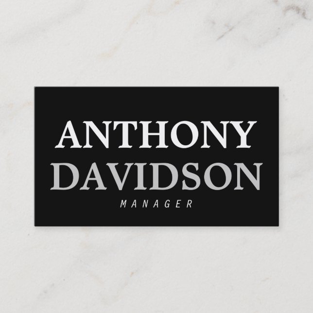 Trendy Modern Black Bold Text Business Card (Front)