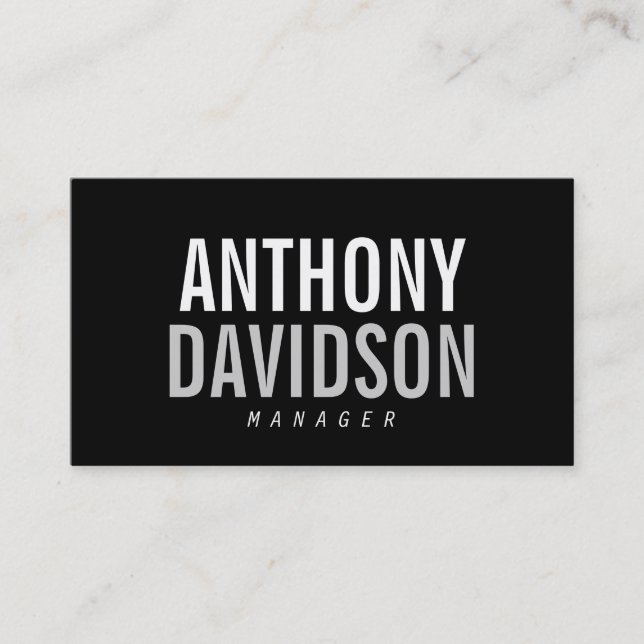 Trendy Modern Black Bold Text Business Card (Front)