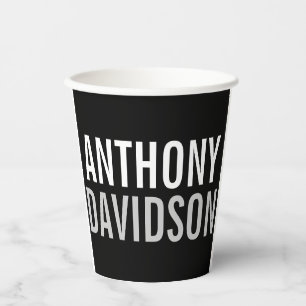 Trendy Modern Black Bold Text Paper Cups