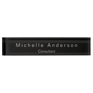 Trendy Modern Black Consultant Desk Nameplate