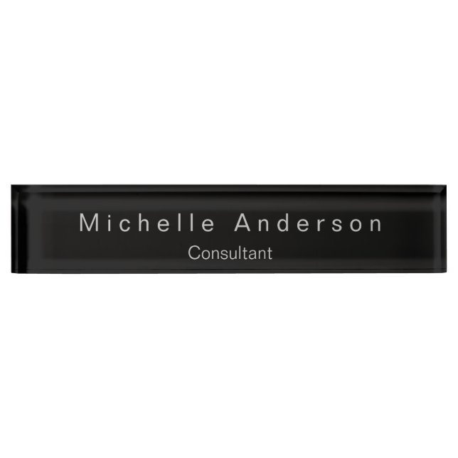Trendy Modern Black Consultant Desk Nameplate (Front)