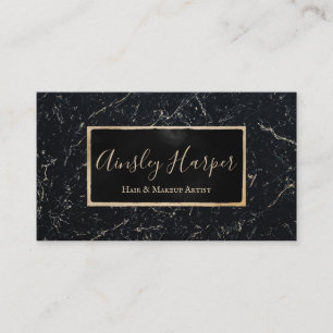 Trendy Modern Black Gold Marble Professional Business Card