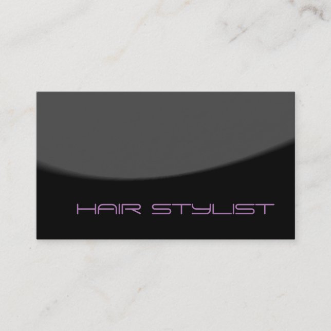 Trendy Modern Black Grey Colour Hair Stylist Business Card (Front)
