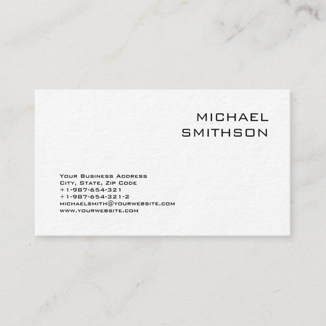 Trendy Modern Black White Business Card (Front)