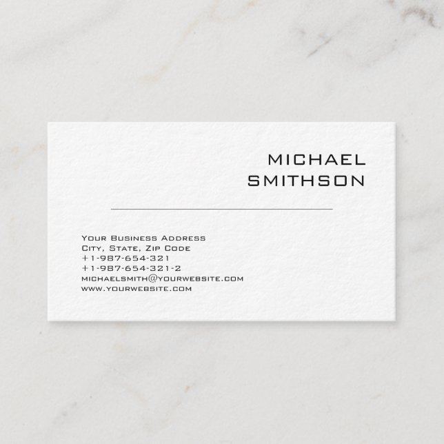 Trendy Modern Black White Business Card (Front)