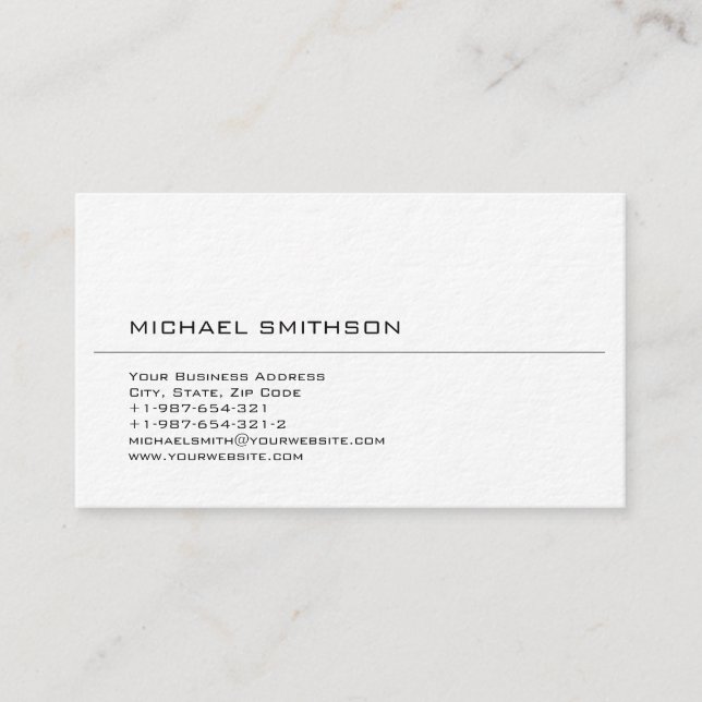 Trendy Modern Black White Business Card (Front)