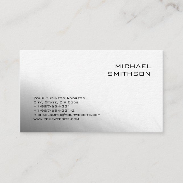 Trendy Modern Black White Grey Business Card (Front)