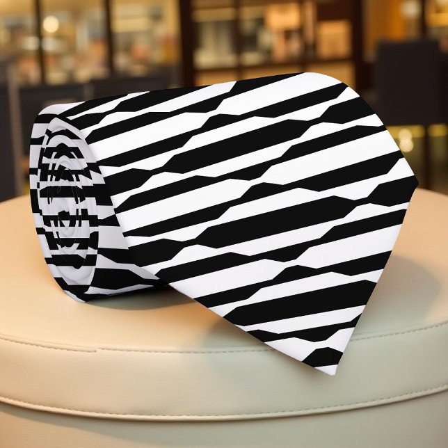 Trendy Modern Black & White Op Art Pattern Tie (Creator Uploaded)