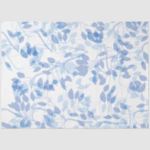 Trendy Modern Blue and White Tropical Leaves Tissue Paper