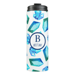 Trendy Modern Blue Geode Gemstones   Personalised Thermal Tumbler