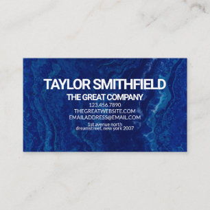 Trendy Modern Blue Watercolor Marble Business Card