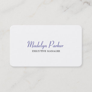 Trendy Modern Blue White Executive Manager Business Card