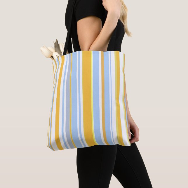 Trendy Modern Boho Chic Stripes Tote Bag (Close Up)